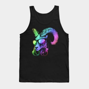 DJ GOAT Cool and Funny Music Animal with Headphones and Sunglasses. Tank Top